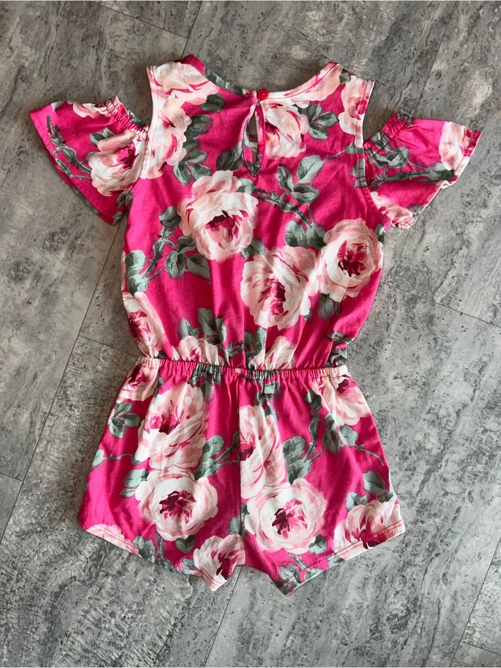 NEW Girls 2T Pink Floral Cold-Shoulder Romper